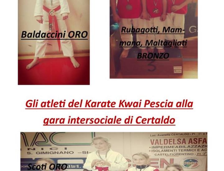 Sette medaglie per il Karate Kwai Pescia alla gara intersociale di Certaldo